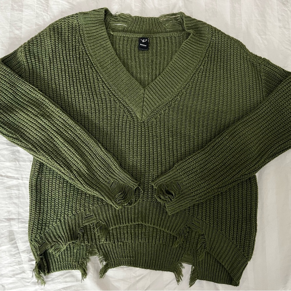 Windsor distressed green sweater